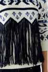OUI Zigzag Jagged Fringe Pullover, White