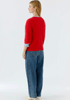 Oui Heart Alpaca Blend Short Sleeve Sweater, Red
