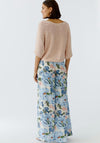 Oui Ribbon Yarn Cropped Sleeve Jumper, Peach Pink