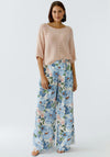Oui Ribbon Yarn Cropped Sleeve Jumper, Peach Pink