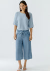 Oui Ribbon Yarn Cropped Sleeve Jumper, Blue