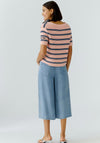 Oui Denim Brooch Striped Sweater, Pink