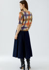 Oui Dip Dye Check Knit Short Sleeve Jumper, Multi