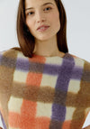 Oui Dip Dye Check Knit Short Sleeve Jumper, Multi
