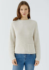 Oui Cotton High Neck Jumper, Cream