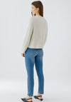 Oui Cotton High Neck Jumper, Cream