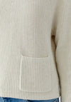 Oui Cotton High Neck Jumper, Cream
