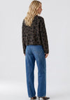 Oui Leopard Knit High Neck Jumper, Brown