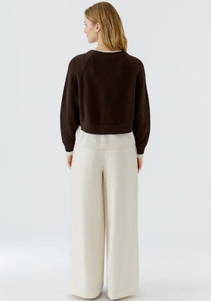 Oui Contrast Trim Knit Jumper, Brown