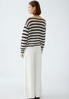 Oui Contrast Striped Knit Jumper, White