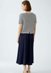 Oui Striped Embellished Short Sleeve Jumper, White and Navy
