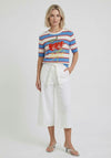 Oui Cherry Print Striped Jumper, Blue Multi