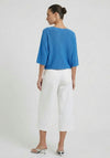 Oui Cotton-Blend Knitted Pullover, Blue