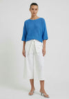 Oui Cotton-Blend Knitted Pullover, Blue