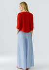 Oui Cotton-Blend Knitted Pullover, Red