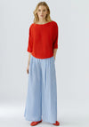 Oui Cotton-Blend Knitted Pullover, Red
