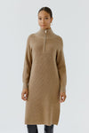 Oui Ribbed Knitted Sweater Dress, Beige