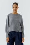 Oui Knitted Round Neck Pullover, Grey