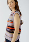 Oui Knitted Patterned Vest Top, Lilac Multi