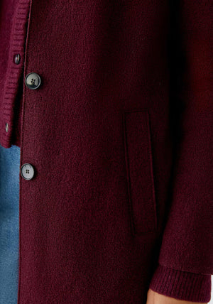 Oui Mayson Longline Wool Coat, Wine