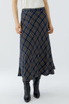 Oui Checked Midi Skirt, Brown Multi