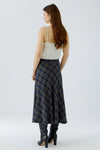 Oui Checked Midi Skirt, Brown Multi