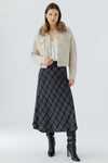 Oui Checked Midi Skirt, Brown Multi