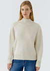 Oui High Neck Ribbed Knit Jumper, Off White