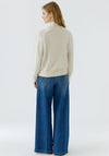 Oui High Neck Ribbed Knit Jumper, Off White
