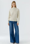 Oui High Neck Ribbed Knit Jumper, Off White