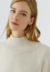 Oui High Neck Ribbed Knit Jumper, Off White