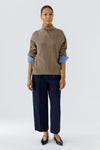 Oui Funnel Neck Ribbed Sweater, Taupe