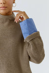 Oui Funnel Neck Ribbed Sweater, Taupe