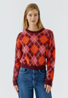 Oui Argyle Wool Blend Jumper, Red