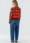Oui Argyle Wool Blend Jumper, Red