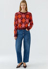 Oui Argyle Wool Blend Jumper, Red
