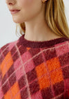 Oui Argyle Wool Blend Jumper, Red