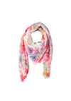 Oui Printed Lightweight Scarf, Pink