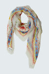 Oui Tropical Print Sheer Scarf, Cream Multi