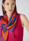 Oui Printed Tassel Trim Scarf, Pink