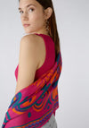 Oui Printed Tassel Trim Scarf, Pink