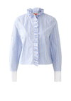 Oui Striped Ruffle Neck Shirt, Blue