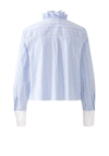 Oui Striped Ruffle Neck Shirt, Blue