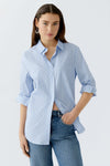 OUI Embellished Striped Long Sleeve Blouse, Blue