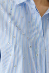 OUI Embellished Striped Long Sleeve Blouse, Blue
