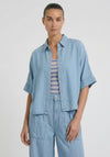 Oui Snap Button Shirt, Light Blue Denim