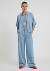 Oui Snap Button Shirt, Light Blue Denim