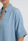 Oui Snap Button Shirt, Light Blue Denim