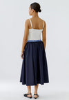 Oui Nylon A-Line Midi Skirt, Navy