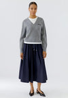 Oui Nylon A-Line Midi Skirt, Navy